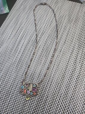 Multicolor Crystal Tile Pendant Necklace - Women's Jewelry